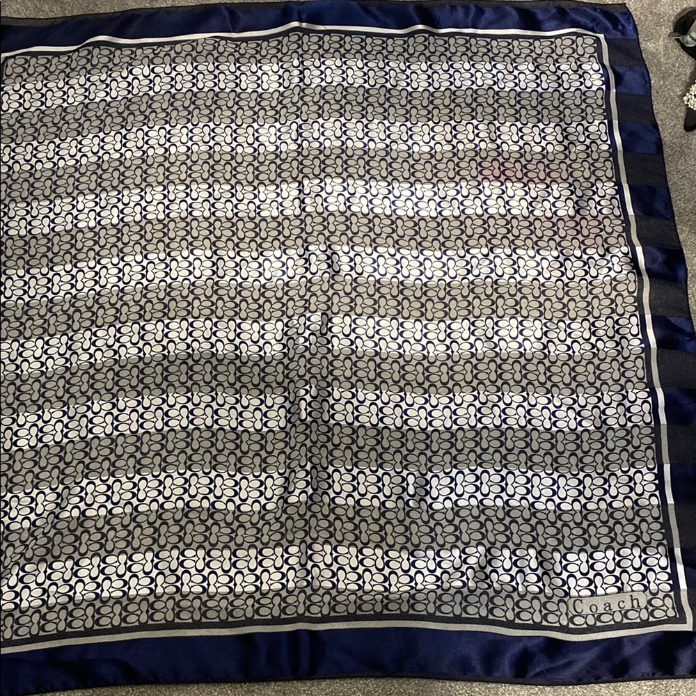 Coach Navy and Gray Patterned Scarf